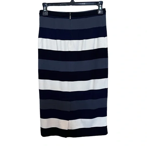 Max Mara Striped Knee Length Straight Pencil Skirt Blue Cream Size XS
